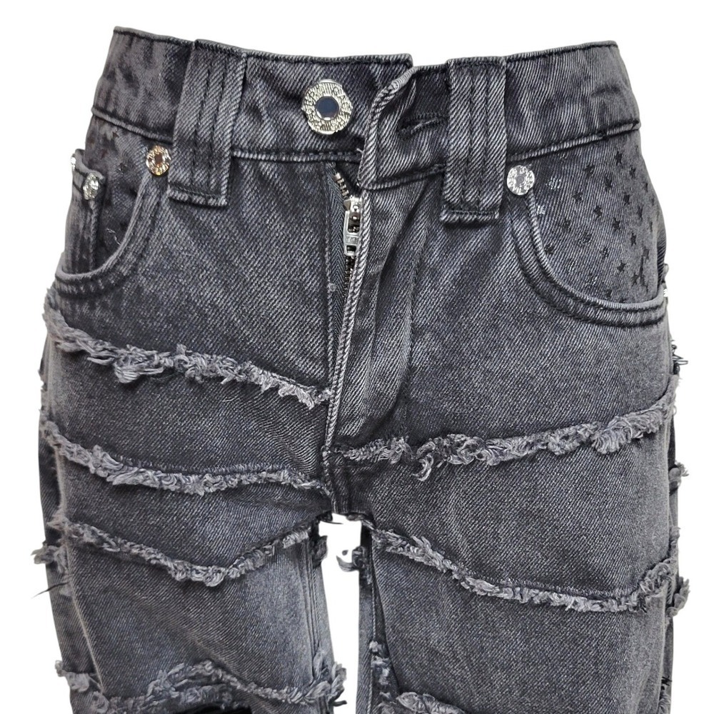 Racer Worldwide Distressed Grunge Mid Rise Jeans Washed Flag Jeans 26 Y2K Baggy - Picture 4 of 11